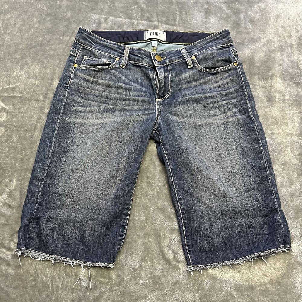 PAIGE Jean Shorts‎ Women’s 26 Blue Kayla Cut Off Bermuda Dark Wash Denim